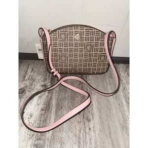 Anne Klein Triple‎ Crossbody Bag Pink Signature Monogram Adjustable Strap